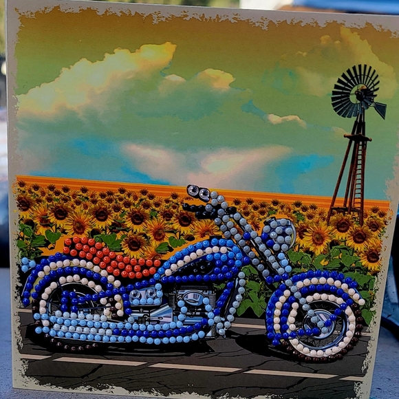 SALE‼️Motorcycle Blank Card Sunflower Fields Blue Multiuse Men Women Kids Teens - Picture 2 of 3